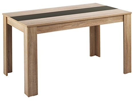 byLIVING Esstisch NORI, Küchentisch in Eiche-Optik, 120 x 80, H 75 cm | Einlegeplatte wendbar in schwarz oder weiß, großer Tisch