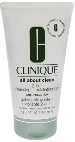 Clinique All About Clean™ 2-in-1 Cleansing + Exfoliating Jelly | Gesichtsreiniger & Peeling | Mit Salicylsäure | Für alle Hauttypen | 150 ml