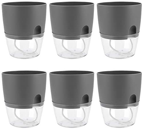ZEONHEI 6 Stück Kräutertopf Selbstbewässernd 15cm, Selbstbewässernder Blumentopf mit Wasserspeicher, Selbstbewässernder Topf Pflanztopf für Fensterbank, Küchenkräuter