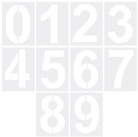 FSSTUD 10 Stück 38,1 cm 0 bis 9 große Kunststoff-Zahlenschablonen, Maleimer, Zahlenschablonen, Straßenschilder, digitale Schablonen, Zeichenvorlagen, wiederverwendbar, Briefkasten, Adressnummern für