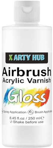X ARTY HUB Acryl-Glanzlack 250 ml, pinsel- und sprühbar | Vergilbungs-/Verblassungs-/Riss-Schutz, Acrylversiegelung, wasserdicht, flecken- und feuchtigkeitsbeständige Beschichtung