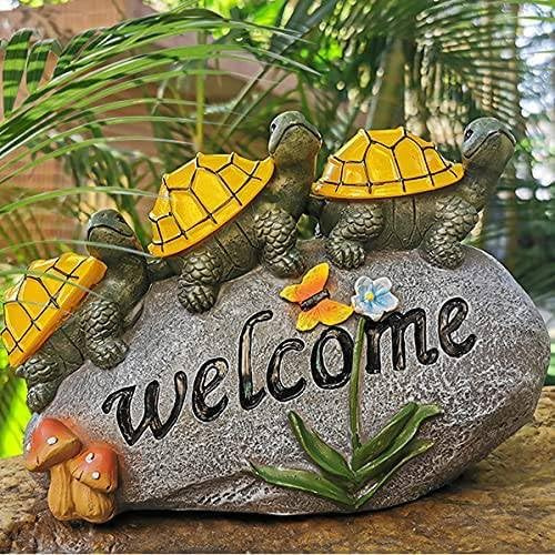 pearlstar Gartenfiguren für draußen wetterfest, Solar Schildkröte Figuren für außen, Solar Statue Garten Balkon Teich Terrasse Deko, Geburtstagsgeschenk für Frauen