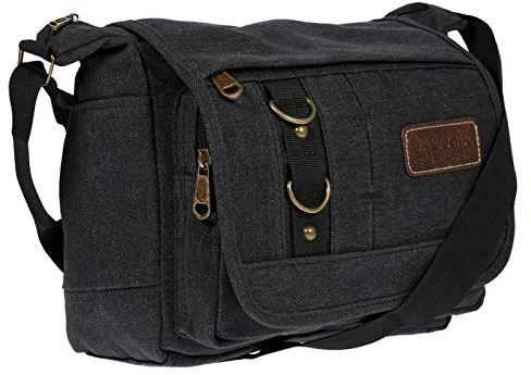 Christian Wippermann Handtasche Damen Umhängetasche - Hochwertig, Strapazierfähig, Wasserfest, Mittelgroß 25x23x10-12 cm - Klettverschluss, Reißverschlüsse - Crossbody Schultertasche - Schwarz