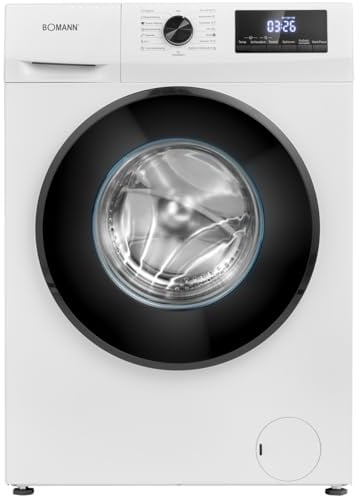 Bomann® Waschmaschine 7kg | max. 1400 U/min | 10 Jahre Motor-Garantie | effizienter, leiser & langlebiger Invertermotor | 15 Programme | | LED-Display | Washing Machine | WA 7175 weiß-schwarz