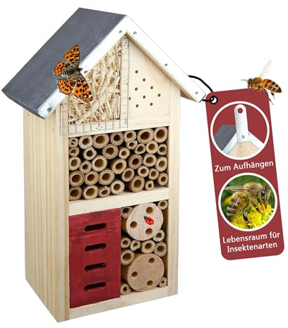 CULT at home Insektenhaus – Nistkasten für Nützlinge – Höhe 26 cm – Bienenhotel Schmetterlingshaus Insektenhotel Marienkäferhaus aus Holz