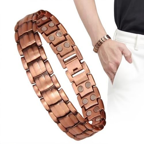 Mxshc Magnetarmbänder Für Männer,Magnetisches Armband Aus Reinkupfer Beruhigender Schmuck | Schmuckaccessoires Für Sport Fitness Outdoor Büro Arbeit Reisen Erwachsene Senioren