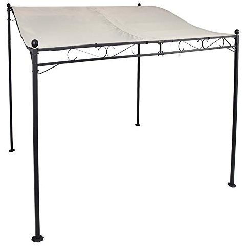 Mojawo Luxus Anbaupavillon Pavillon Gartenschirm Gartenpavillon Lounge Gartenmöbel 3m x2,5m Stahlgestell Dach PA beschichtet wasserabweisend, Farben:Creme