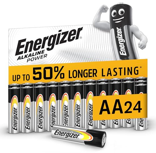 Energizer Alkaline Power Batterien AA (24 Stück) - Hochleistungsbatterien 1,5V - Batterie für Haushalt und Büro - 100% plastikfreie Recycelbar Verpackung - 7 Jahre lagerfähig [Exklusiv bei Amazon]