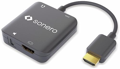 Sonero AVT115 HDMI Audio Extractor, 4K schwarz | HDMI Audioauskopplung mit Toslink und 3,5mm Klinke für digitale und Stereo Signale