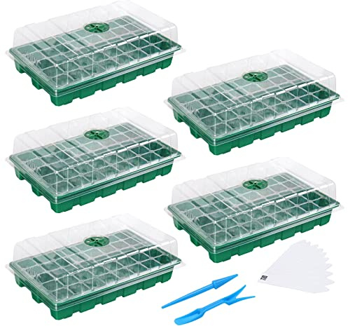 MIXC Mini Gewächshaus 5 Stück 200 Zellen Anzuchtkasten Zimmergewächshaus Anzuchtset Pflanzen Anzucht Setzling Starter Tabletts Treibhaus Anzuchtschale Mit Deckel