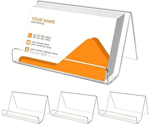 Anicy 4 Stück Visitenkartenhalter Acryl - Transparenter Visitenkarte Display Organizer, Visitenkartenständer für Die Präsentation von Visitenkarten, Unternehmenskarten, kleinen Karten