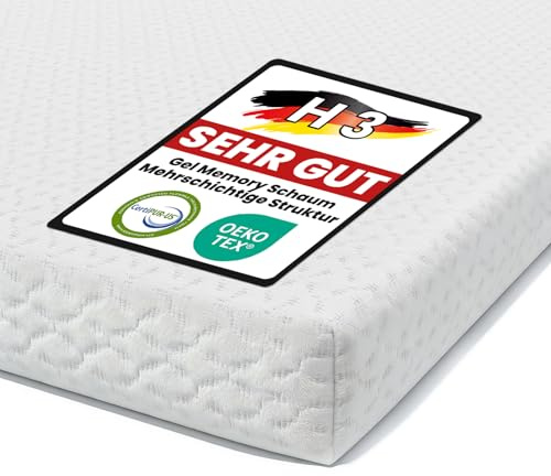 FRIDEKO Matratzen Topper 180x200cm, 10cm Höhe Matratzentopper, H2&H3 Gel Memory Foam Topper, Abnehmbaren und Waschbaren Bezug, Geeignet für Boxspringbett, Schlafsofas