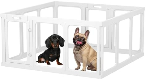 Gardner Pet Acryl Welpenauslauf, 60 cm 12 Panels hundelaufstall für wohnung, Welpenlaufstall faltbar, Transparent, mit Saugnäpfen Laufstall Hund, geeignet für Welpen, Kaninchen, Katzen, Schweine, Weiß