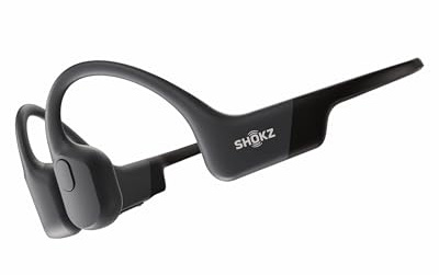 SHOKZ OpenRun Knochenschall Kopfhörer, IP67 Wasserdicht, Schwarz | 8 Std. Akku, IP67, Noise-Cancelling-Mikrofon, USB-C, Open-Ear Sport Kopfhörer, mit Sport-Stirnband, Laufen und Training