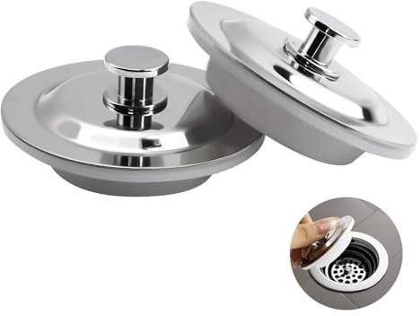 MAIJIAJU 2 Stück Abflussstopfen, 42-44mm Universal Badewannenstöpsel aus Edelstahl, Abfluss Spülbecken Stöpsel Waschbecken Stopfen Einfacher Griff für Badewanne Badezimmer Dusche Küchenspüle