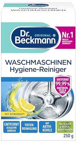 Dr. Beckmann Waschmaschinen Hygiene-Reiniger | Maschinenreiniger mit Aktivkohle | entfernt unangenehme Gerüche | 250 g