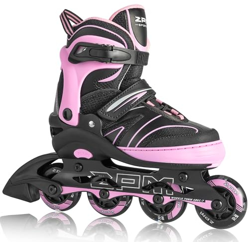 2PM SPORTS Größen Verstellbar Inliner für Kinder, Mädchen Jungen | Inline Skates mit 82A PU Rollen für Damen/Herren Youngster Anfänger Alter 5–12 Jahre, Größen 30–33, 34–37, 38–41