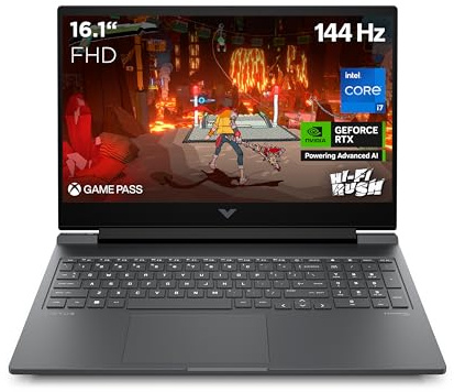 HP Victus Gaming Laptop, 16,1 FHD Display, 144 Hz, Intel Core i7-14700HX, 32 GB DDR5 RAM, 1 TB SSD, NVIDIA GeForce RTX 4070 (8GB), Windows 11, QWERTZ, Schwarz