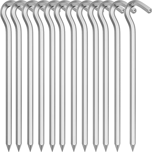 12 Stück Zeltheringe, 18cm / 7" Metall Aluminium Vorzelt Heringe Camping Erdnägel Häringe Zelt Bodenanker für Böden Silber