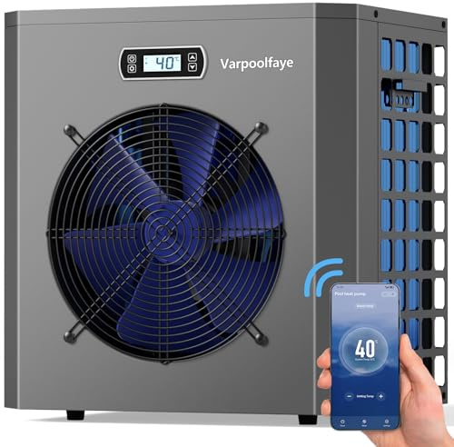 Varpoolfaye 5KW Poolheizung Wärmepumpe Pool Für Aufstellpool 220v 50Hz | Pool Heat Pump Elektrisch Schwimmbad Wärmepumpe Bis 20.000 l 20 m³ Wifi Steuerung