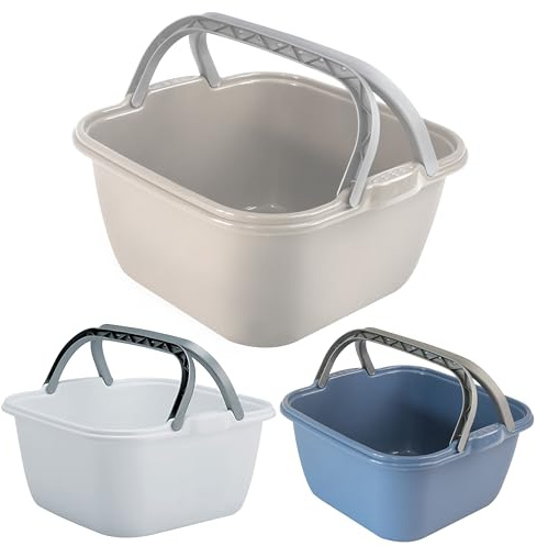 3X Schüsseln Tragegriff Waschschüssel 13L 35x35 Kunststoff Korb Camping Set