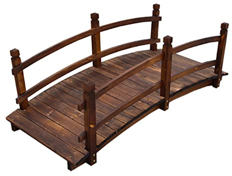 CMYUN Gartenbrücke Rustikale Naturholz-Gartenbrücke für Draußen, Farm Creek Hinterhof Kleine Dekorative Teichbrücken/Fußgängerbrücke, 140cm/ 4.6ft Lang