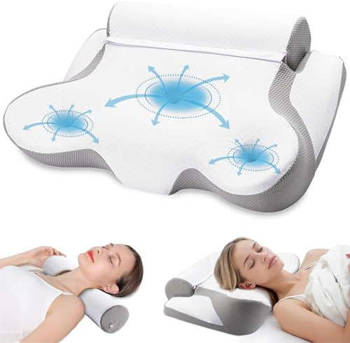 TopEsct Memory Foam Kissen Seitenschläferkissen,Nackenkissen Kopfkissen für Seiten,Rücken Schläfer(Grau)