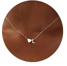 Turandoss Herz Damen Kette mit Buchstaben L - 14K Silber Vergoldet Herz Zirkonia Anhänger Buchstaben Kette Damen Personalisierte Geschenk Mädchen 5/6/7/8/9/10 Jahre Kinder Frauen Freundin