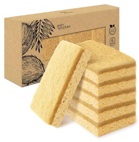 joeji's Spülschwamm 6er Set – Zellulose & Sisal, Kompostierbar Plastikfrei | Spülschwamm Zellulose Natursisal, Kompostierbarer Abwaschschwamm, Plastikfreier Küchenschwamm, Naturschwamm Sisal Peeling