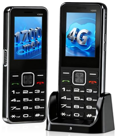 Drepint 4G Seniorenhandy ohne Vertrag mit großen Tasten, Rentner Handy mit ladestation, 1700mAh Akku, SOS Notruftaste, Taschenlampe, USB-C, Dual SIM, Mehrsprachig, Einfach zu bedienen für Senioren