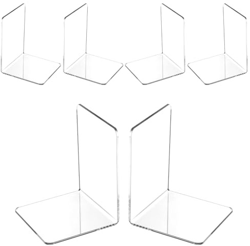 VMUTGA 6PCS Klarer Buchstützen, Buchständer aus Acryl, Buchstütze für Büro Schule Bibliothek, Schlafzimmer Transparente Dekoration