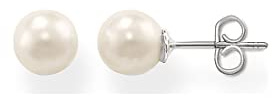 Thomas Sabo Damen Ohrstecker Rund 925er Sterlingsilber mit einer Perle im Ovalschliff, Durchmesser: ca. 0,8cm, SCH150036