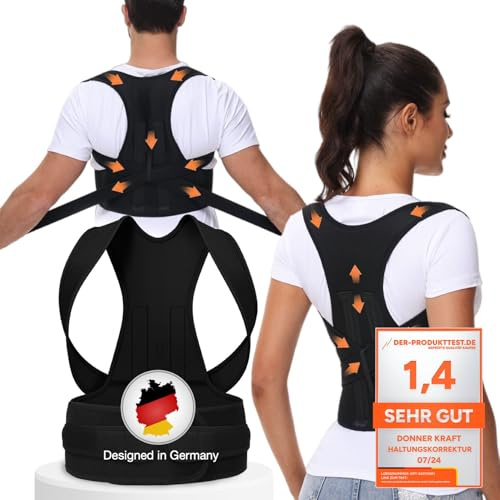 DONNER KRAFT Haltungskorrektur Herren Damen: Back Posture Corrector Haltung Korrektur Gurt für Herren und Damen - Verstellbare und Atmungsaktive Haltungstrainer + Ebook Leitfaden (S,M)