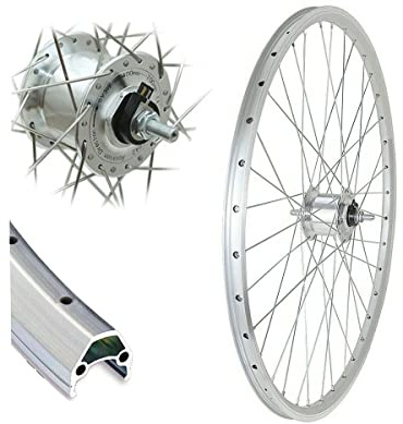 Vorderrad 28 Cut19 mit Nabendynamo Silber Hohlkammerfelge 28 Zoll für Felgenbremse 19-622