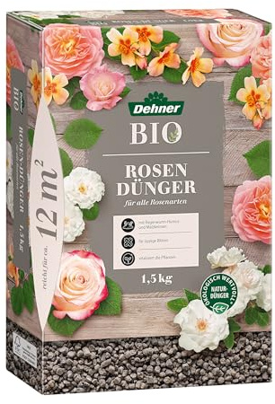 Dehner Bio Rosendünger, hochwertiger Dünger für Rosen, organischer NPK-Dünger, mit Spurennährstoffen, ökologisch wertvoll, natürliche Langzeitwirkung, 1.5 kg, für ca. 12 qm, bunt