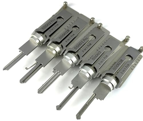 Professionelles 2-in-1-Schloss-Dietrich-Set, 5-teiliges SS001 SS002 SS002R SS003 SS003R Dietrich- und Decoder-Set, Ziviles Schloss-Öffner-Kit für Schlosser,Enthusiast