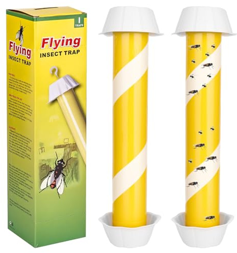 smtfcty 2 Stück Fliegenfalle für Innenbereich & Außenbereich, Groß Fruchtfliegenfalle zum Stellen & Aufhängen Fliegenfänger Mückenfalle mit Klebestreifen Abwehr Gegen Mücken (White)