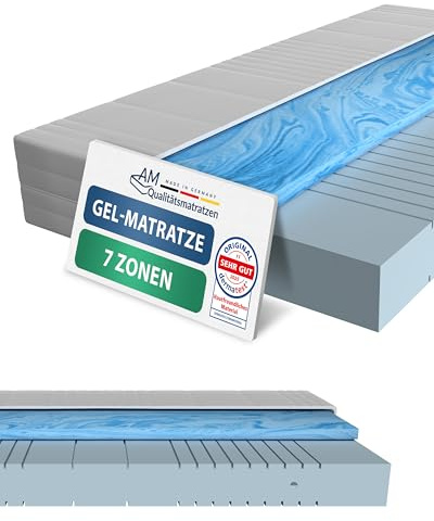 AM Qualitätsmatratzen 7 Zonen Gelmatratze 140x200 H2 - Made in Germany - Oeko TEX zertifizierte Memory Schaum Matratze 140x200-20 cm Hoch - Hybridschaummatratze 140x200 H2 mit 4cm Gelauflage