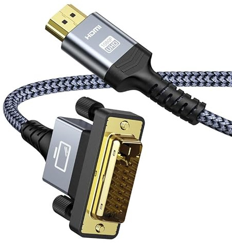 SNOWKIDS HDMI auf DVI Kabel 1.8m, Bi-direktional HDMI DVI Adapterkabel (Neuester Standard) mit 1080P Highspeed Full HD 24+1, 3D Video für Laptop, PC, Monitor, Projektor, HDTV, PS/4/5