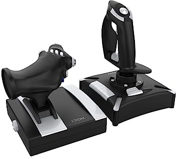 KROM K-FLIGHT – Joystick mit Schub- und Steuerhebel, Vibration, 2 Achsen, 2 POVs, 16 Tasten, rutschfester Griff – kompatibel mit PC, PS4, Xbox One – Schwarz