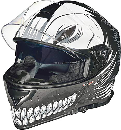 RT-824 Integralhelm Motorradhelm Kinderhelm Motorrad Integral Roller Helm rueger, Farbe:Black Hollow, Größe:61-62