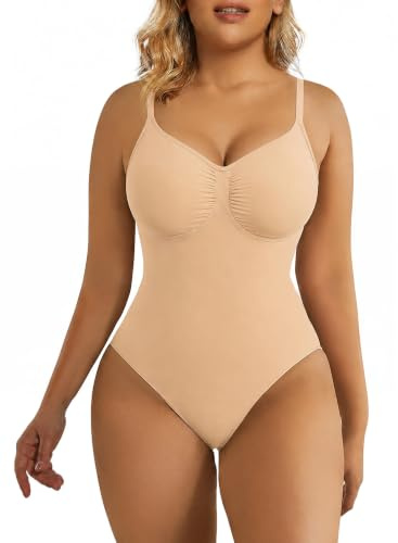 SHAPERX Shapewear Damen Bauchweg Bodysuit Formender Body Shaper Sculpting Tanga mit Verstellbarer Schultergurt