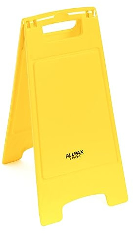 Allpax STOPPO Warnaufsteller Neutral aus Polypropylen, klappbar, 30 x 62 cm, auffälliger Hinweis-Aufsteller für beidseitigen Aufdruck, Hinweisschild, Gefahrhinweis, gelb