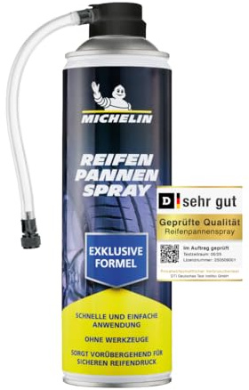 MICHELIN Reifendichtmittel Pannenspray 500 ml – Blitzschnelle Reifenreparatur ohne Werkzeug für PKW, SUV & Wohnwagen – Notfall Pannenspray