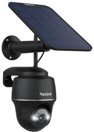 Reolink 5MP Solar Überwachungskamera Akku, 355°/140° Schwenkbar WLAN Kamera Outdoor Kabellos 2, 4/5GHz WiFi, Farbnachtsicht, Personen/Auto/Tiererkennung, Standalone, Argus PT(Schwarz)+Solarpanel
