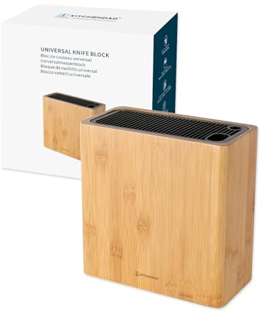 XL Universal-Messerblock mit Schlitzen für Scheren und Schärfstab – Messerhalter für sichere, platzsparende Messeraufbewahrung – Einzigartiges Schlitz-Design zum Schutz der Klinge