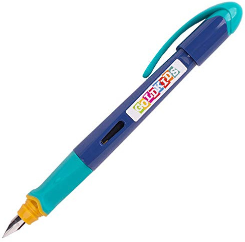 Goldkids ergonomischer Füller inkl. Patrone Füllhalter Grundschule Kinder Linkshänder Rechtshänder Schreiblernfüller (Blau)