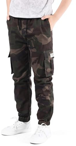NATUST Jungen Cargohose Kinder Freizeithose mit Elastischem Bund