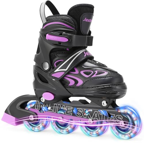 Inline Skates Kinder Verstellbar für Mädchen Jungen, Rollschuhe inliner Skates mit Leuchtenden Radern bis zu 4 Größen verstellbar Rollerskates