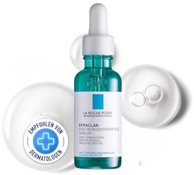 La Roche Posay Hochkonzentriertes Serum, Für fettige, zu Akne neigende Haut, Mit peelender Wirkung, Porenverfeinernd, Mit Niacinamid und Salicylsäure, Effaclar, 30 ml
